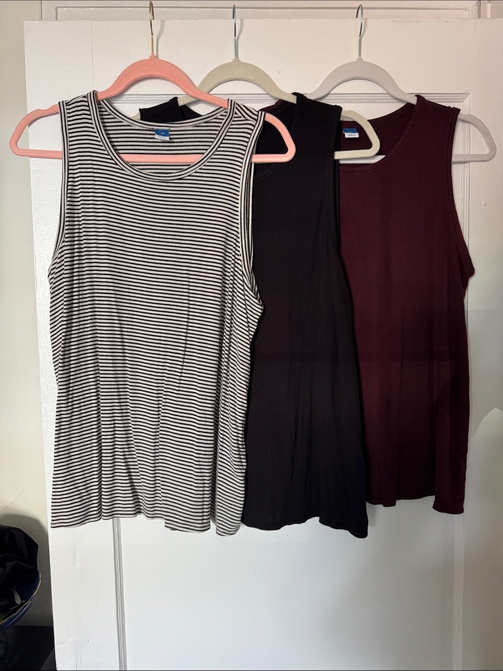 Old Navy Women's Tank Top Set - Black, White Stripes, Burgundy